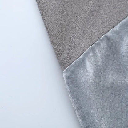 Gray Satin Strapless Backless Maxi Flowy Dress