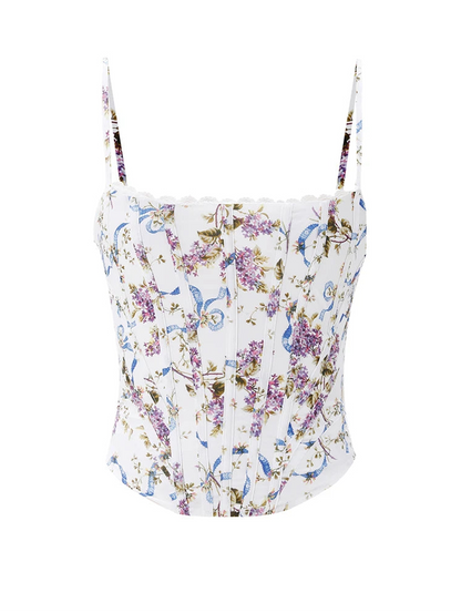 White Floral Corset Top
