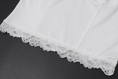 White Lace V-Neck Top