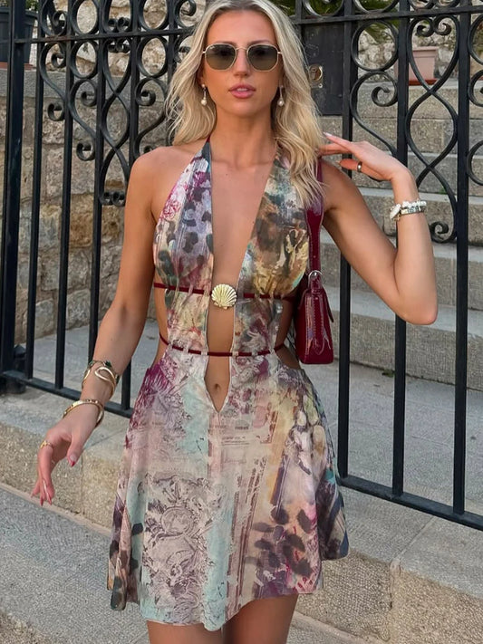 Halter Hollow Backless Bodycon Mini Dress