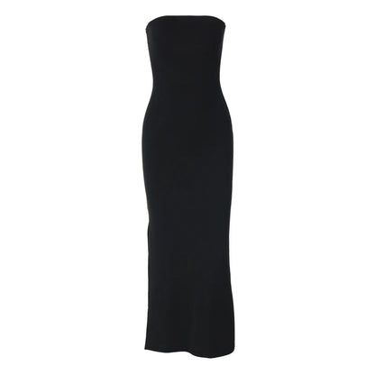 Black Strapless Long Sleeve Bodycon Maxi Dress
