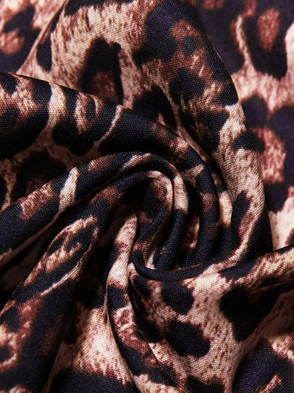 High-end Leopard Backless A-line Mini Dress