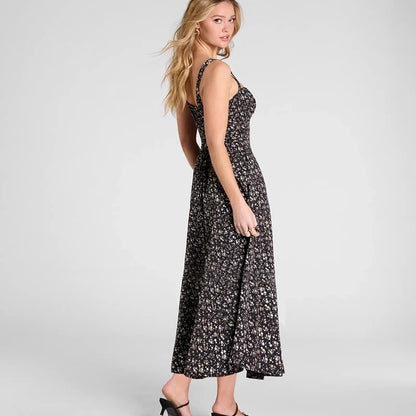 S Spring Floral Backless Slim Camisole Dress