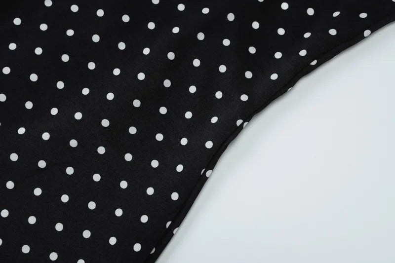 Black Polka Dot V-Neck Backless Maxi Dress