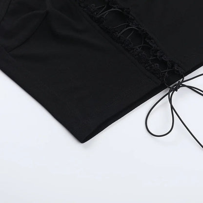 Black Hollow Out Crop Top