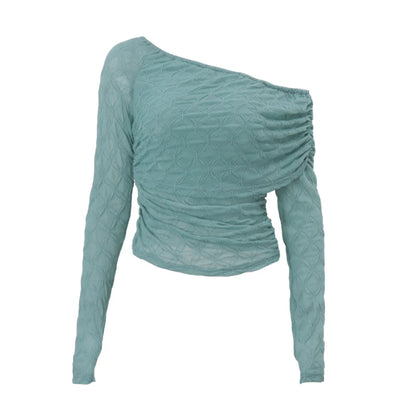 Green Lace Mesh Long Sleeve Shirt