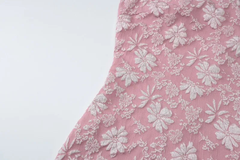 Pink Floral Backless Sleeveless Mini Dress