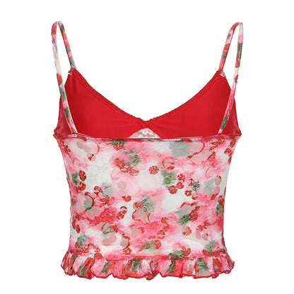 V-Neck Ruched Transparent Camisole