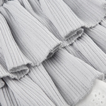 Gray Patchwork A-Line Mini Skirt