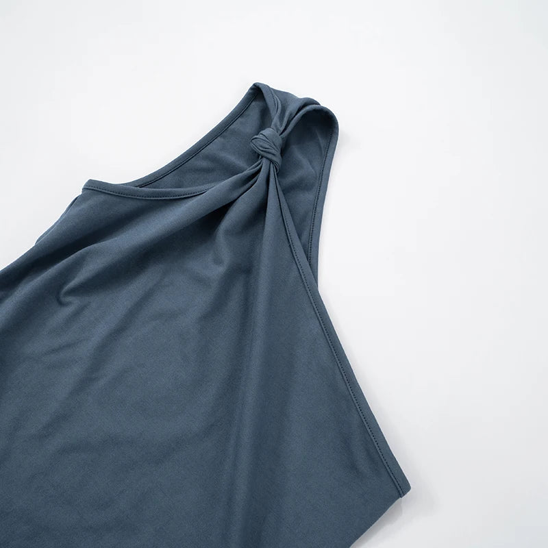 Color Slim Strapless Waist Top Vest Single Shoulder Slant Neck Knot Vest Advanced Temperament