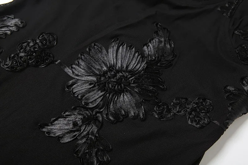 Flower Lace Up Backless Maxi Dress