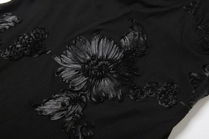Flower Lace Up Backless Maxi Dress