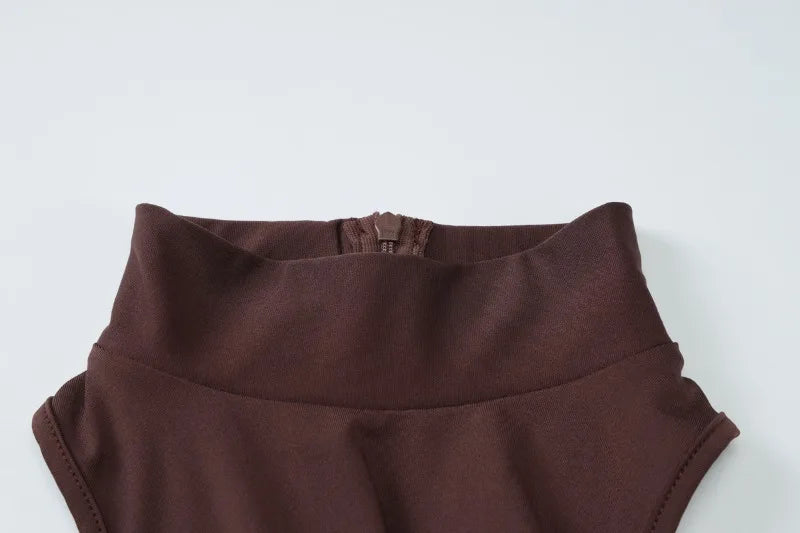 Brown Sleeveless High Slit Maxi Dress