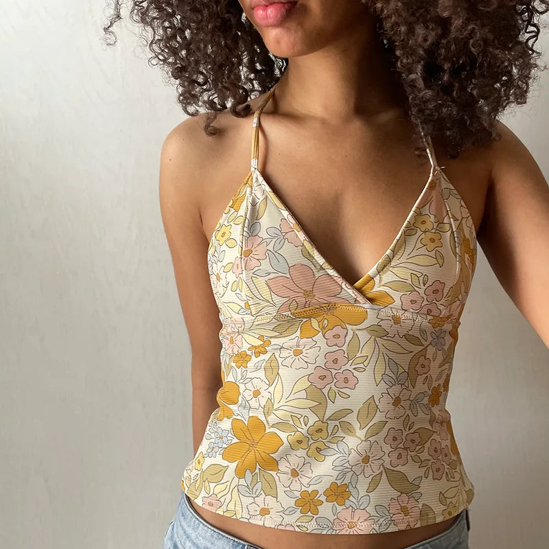 V-Neck Slim Halter Top