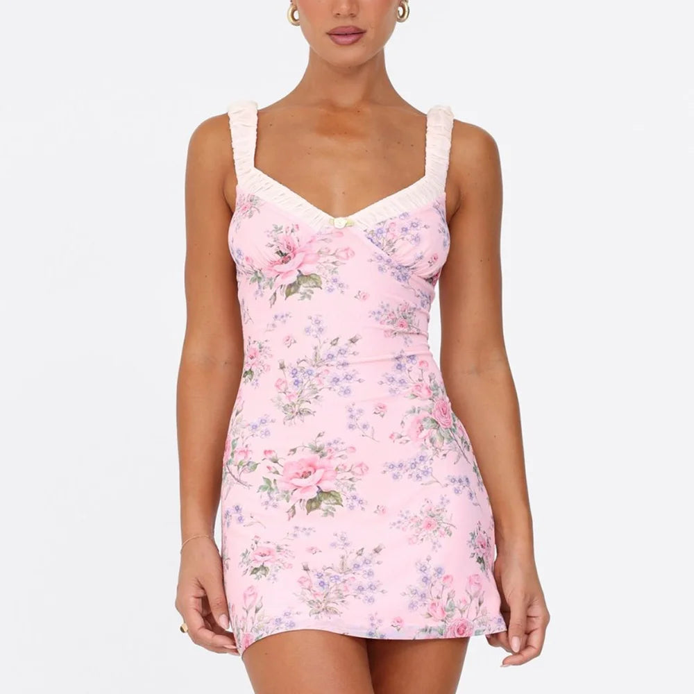 Pink Floral Mini Dress