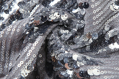 Gray Sequins Glitter Top & Puffy Skirt Set