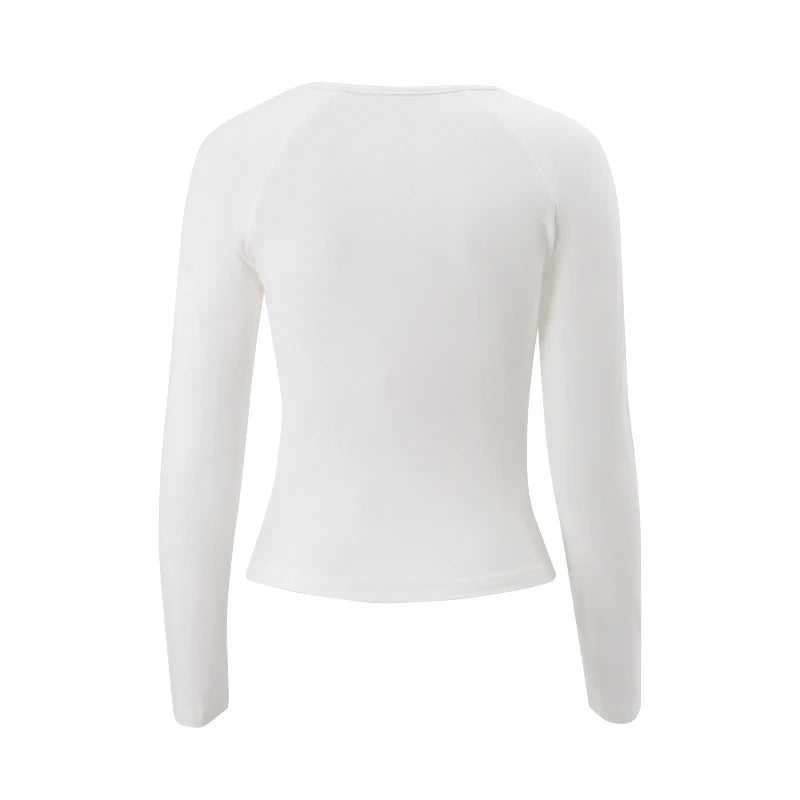 White Bodycon Long Sleeve Shirt