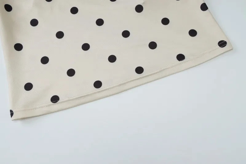 Khaki Polka Dot Crew Neck Sleeveless Top