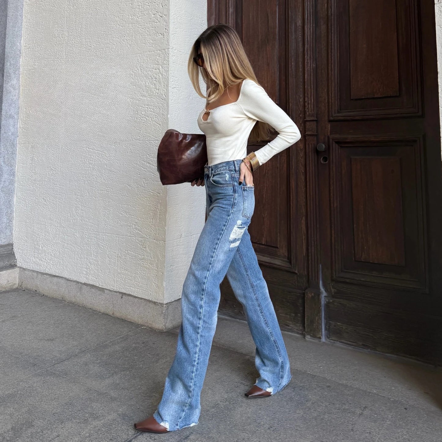 White Bodycon Long Sleeve Shirt