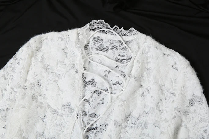 Embroidery Ruffles See Through Dress