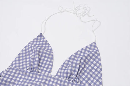 Backless V-Neck Top With Scarf