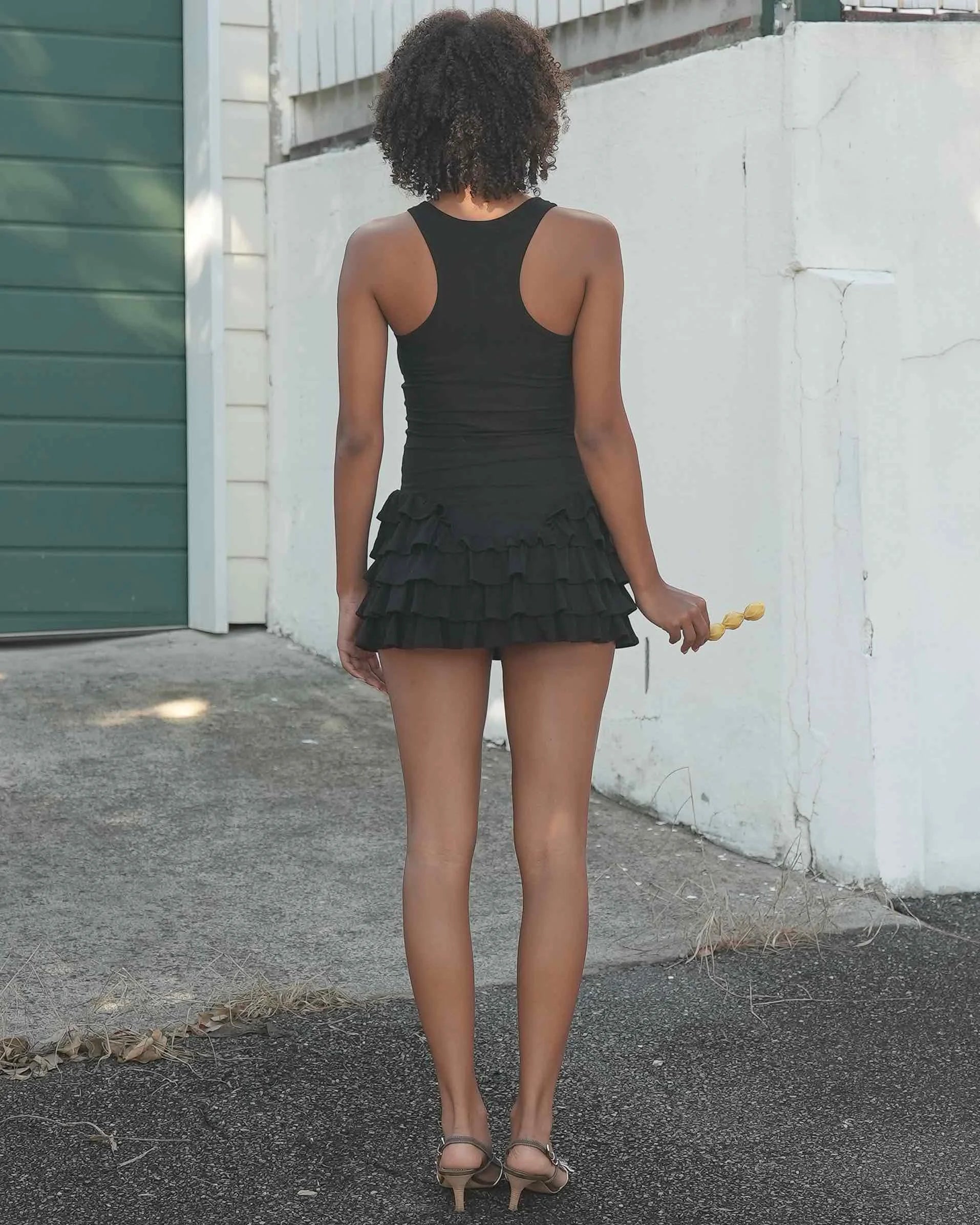 See Through Ruffled Bodycon Mini Dress