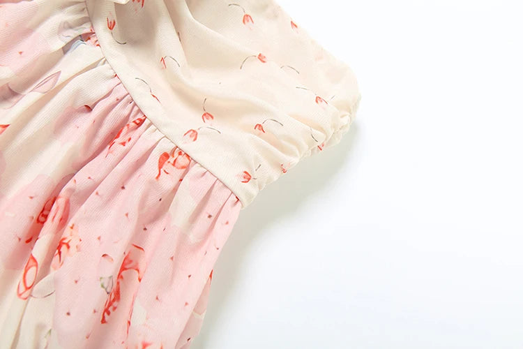 Patchwork Sweet Wrap Top Scarf Floral Ruffles printing Irregular Hem Three-Dimensional Flower Decoration Bandeau