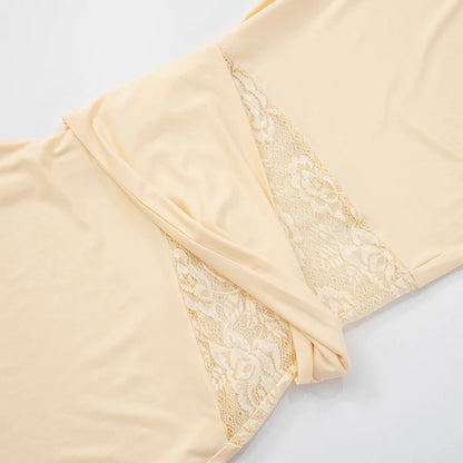 S Slim Package High Neck Lace Patchwork Dress