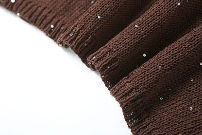 See Through Backless Halter Dress with Sequins