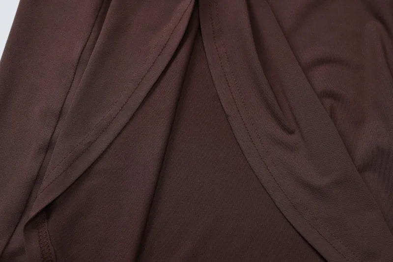 Brown Sleeveless High Slit Maxi Dress