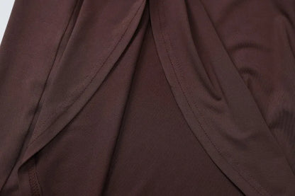 Brown Sleeveless High Slit Maxi Dress