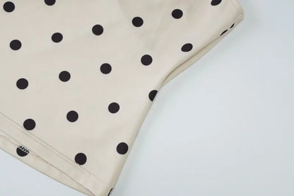 Khaki Polka Dot Crew Neck Sleeveless Top