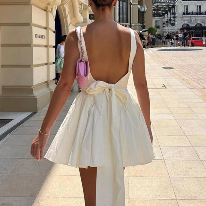 Backless Tie Dye A-line Dress Sleeveless Dress