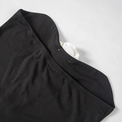 Flower Tube Top - Slim Solid Sleeveless Cropped Top