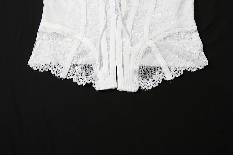 White Lace Strapless Top