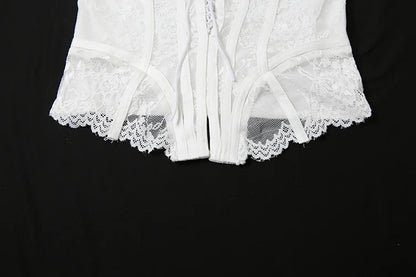 White Lace Strapless Top