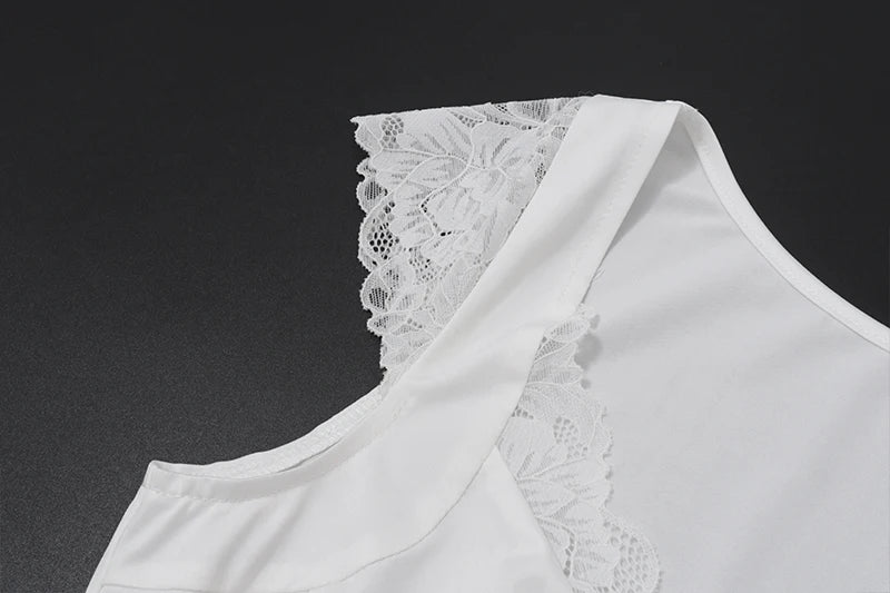 White Lace V-Neck Top