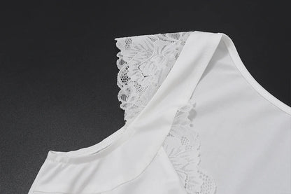 White Lace V-Neck Top