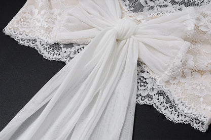 White Mesh Lace Crop Top