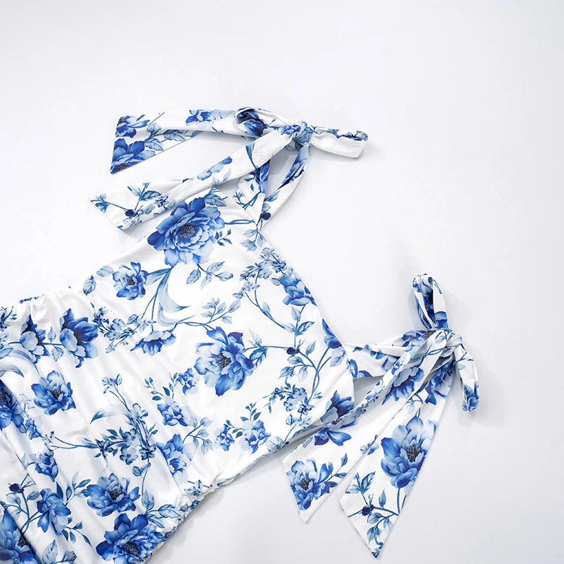 'S Spring And Shrink Pleated Package Hip Slim Printing Camisole Tie Dress Dress