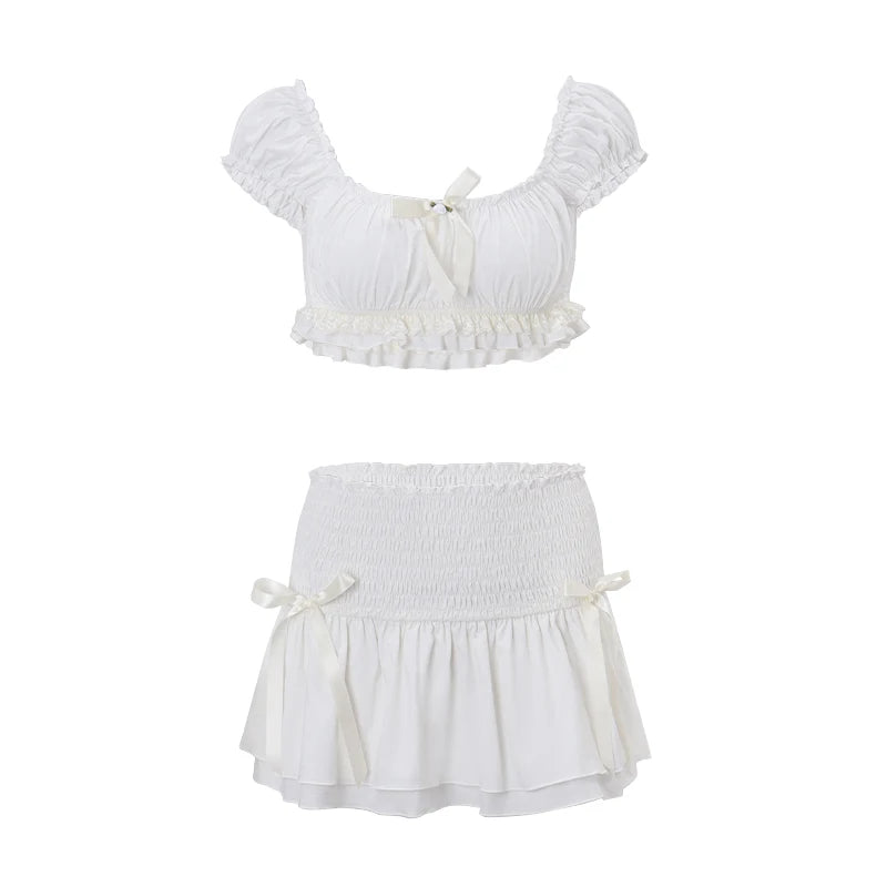 White Fluffy Slim Fit Two Piece Set
