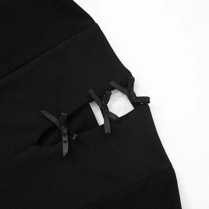Black Bow Hollow Out Tank Top