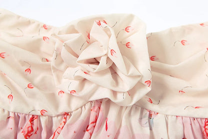 Floral Ruffle Bandeau Wrap Top Scarf