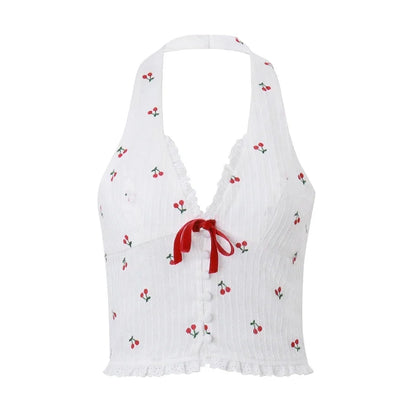 White Knitted Slim Fit Tank Top
