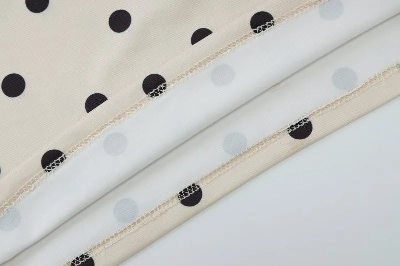 Khaki Polka Dot Crew Neck Sleeveless Top
