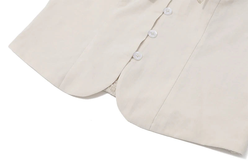 Khaki Sleeveless Slim Fit Vest