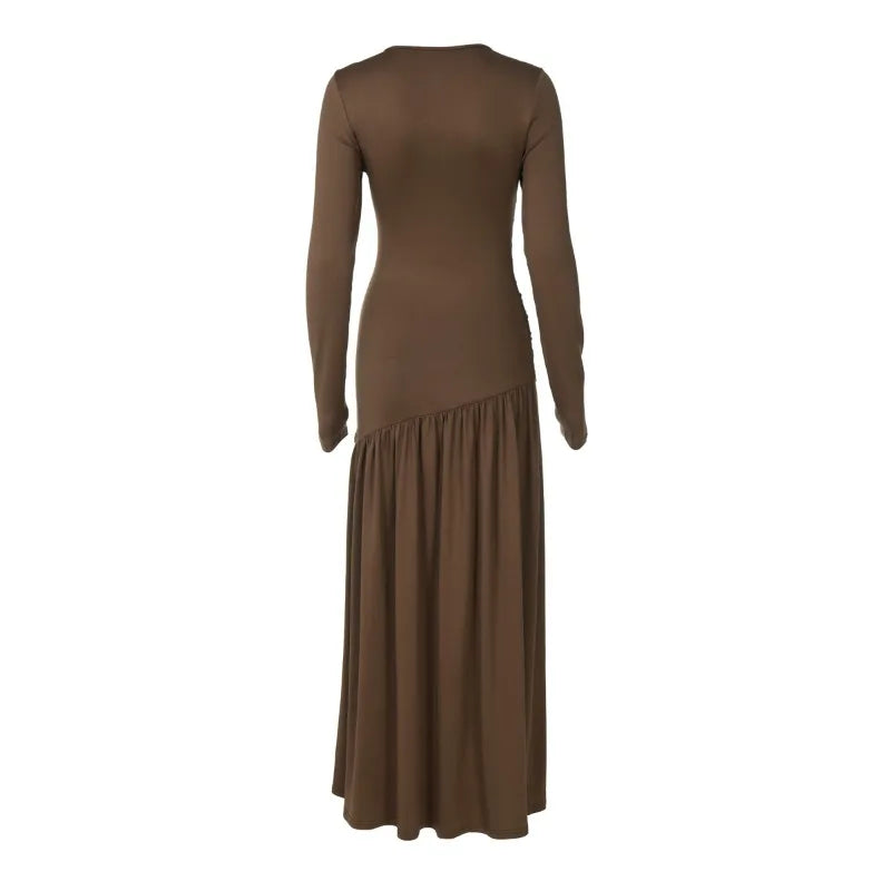 Long Sleeve Ruched Maxi Dress