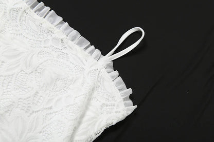 White Ruffles Backless Dress