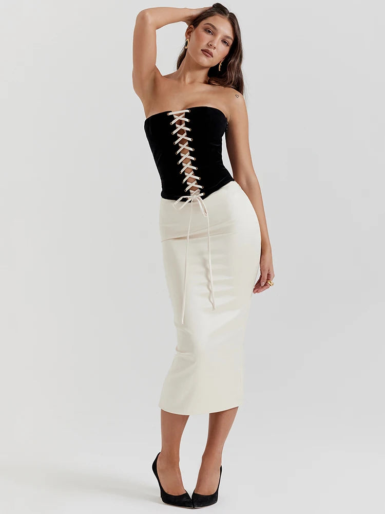 Strapless Top and Maxi Skirt Two Piece Set