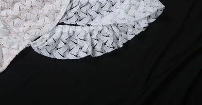 Double Deck Dress with Hollow Ruffles